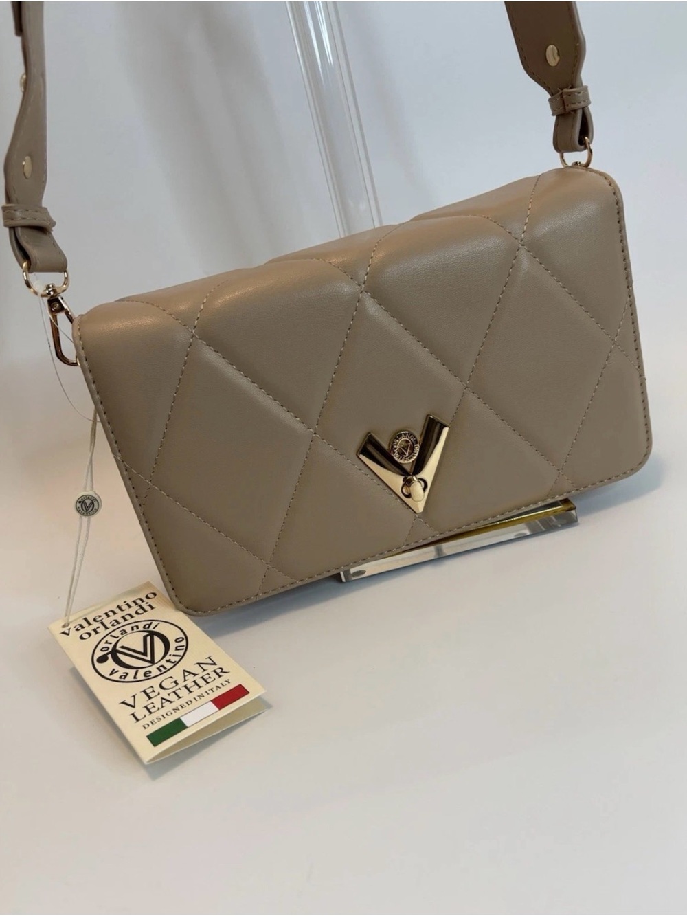 VALENTINO ORLANDI ($279) NWT Taupe Vegan Leather Shoulder Bag